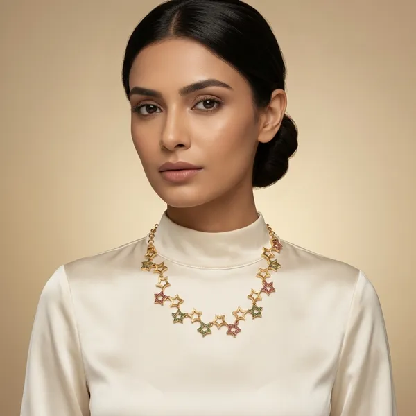 Gopuram_Yali_Necklace_Pink_And_Green