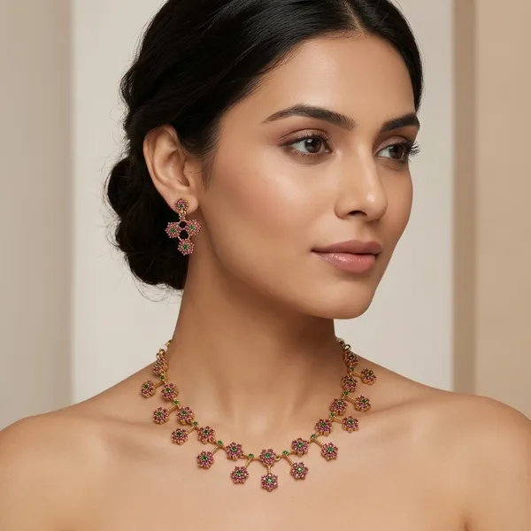 Gopuram_Hamsa_Necklace_Pink_And_Green