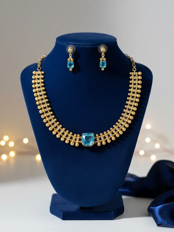 Gopuram_Lotus_Necklace_-_Blue