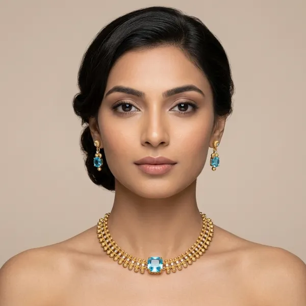 Gopuram_Lotus_Necklace_Blue