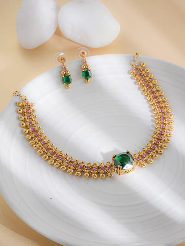 Gopuram_Lotus_Necklace_-_Green