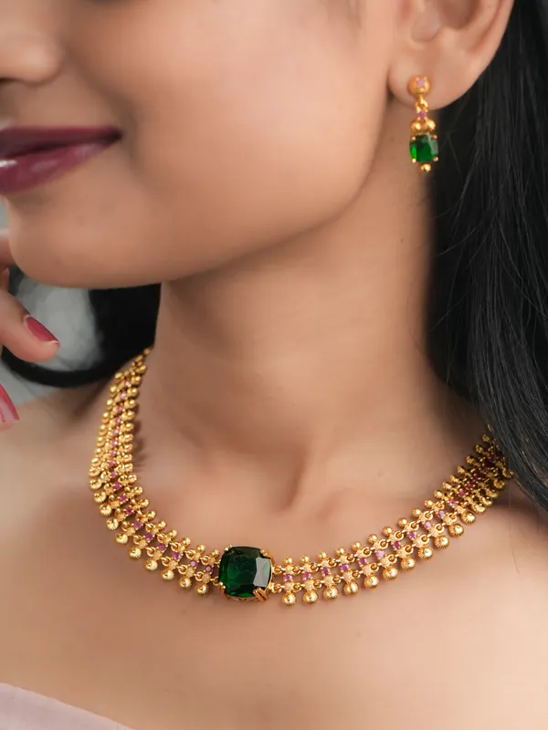 Gopuram_Lotus_Necklace_-_Green