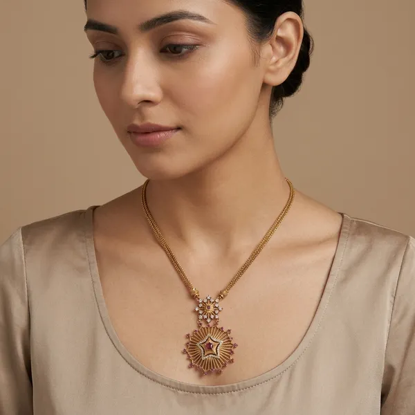 Kasu_Mayil_Necklace_Red