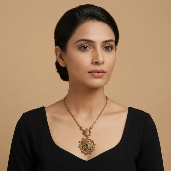 Kasu_Mayil_Necklace_Ruby_Green