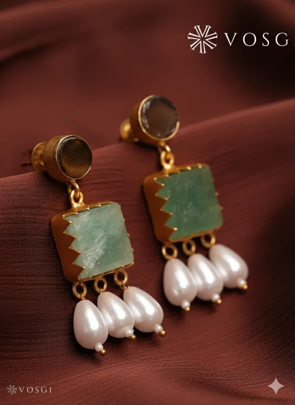 Vosgi_Mint_Green_Stone_&_Pearl_Drop_Gold_Plated_Earrings