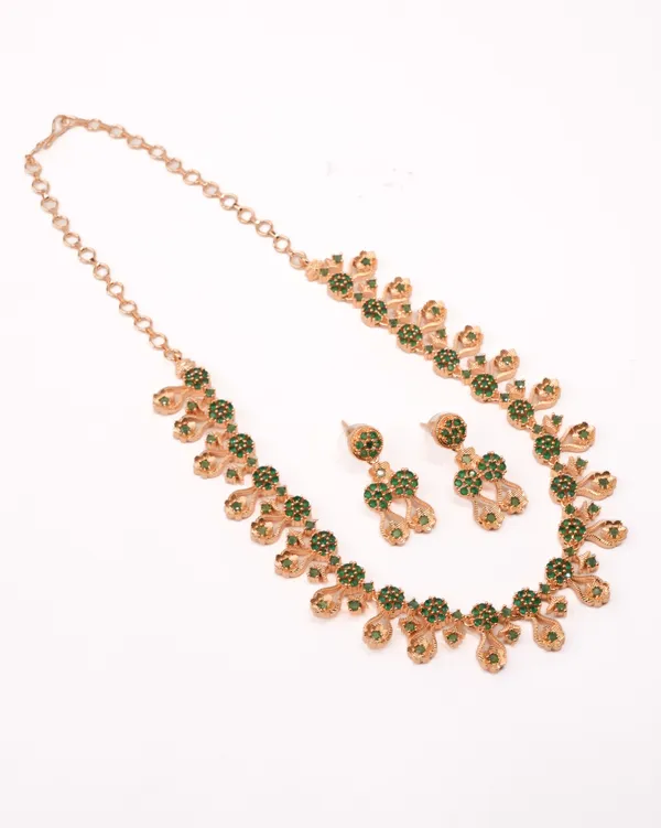 Emerald_Green_Floral_Bloom_Statement_Necklace_Set_|_High-Quality_Long-Lasting_Jewellery