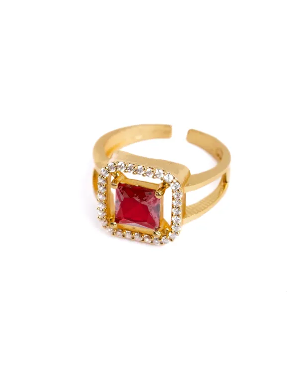 Vosgi_Gold_Plated_Ruby_Red_Cushion_Cut_CZ_Stone_Ring