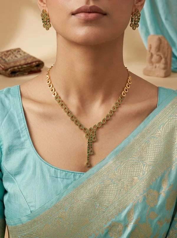Emerald_Green_Teardrop_Bloom_Statement_Necklace_Set_|_High-Quality_Long-Lasting_Jewellery
