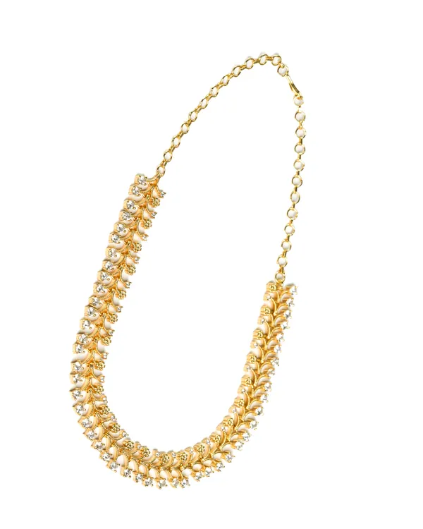 Vosgi_White_Stone_Leaf_Design_Gold_Necklace_South_Indian