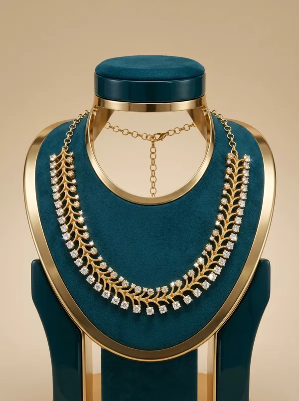 Vosgi_White_Stone_Leaf_Design_Gold_Necklace_South_Indian