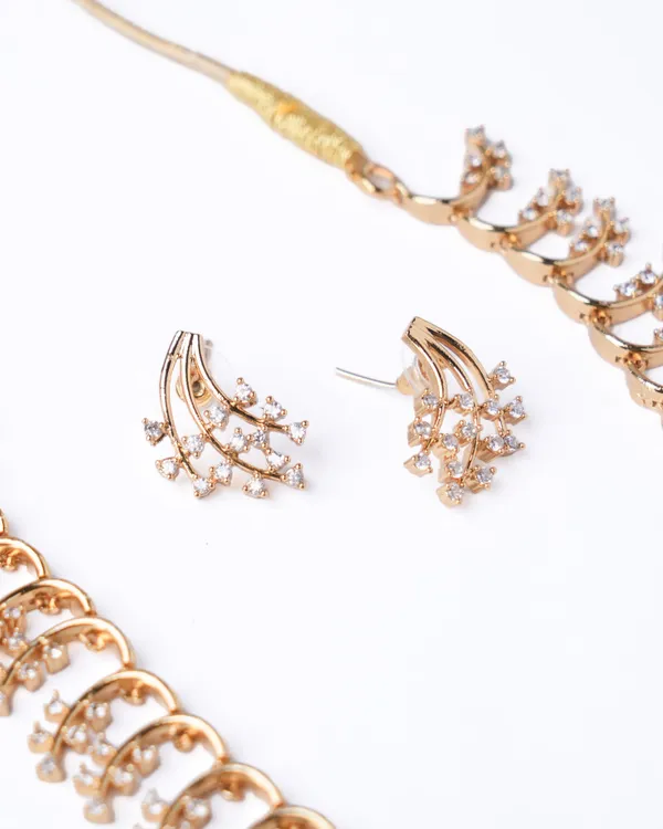 Crescent_CZ_Arch_Necklace_Set_|_Gold-Plated_Minimalist_Bridal_Jewellery_with_Matching_Studs