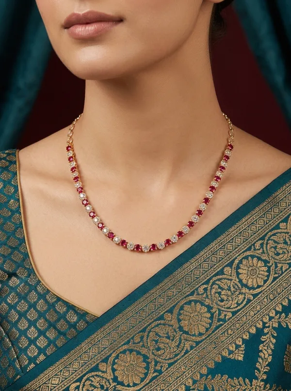 Vosgi_Red_Stone_Gold_Chain_Necklace_South_Indian_Style