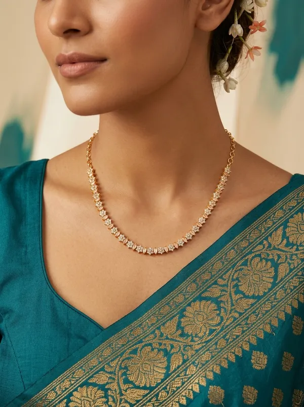 Vosgi_White_Stone_Floral_Tennis_Gold_Necklace_Design
