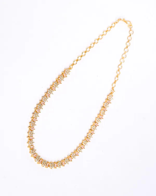 Vosgi_White_Stone_Floral_Tennis_Gold_Necklace_Design