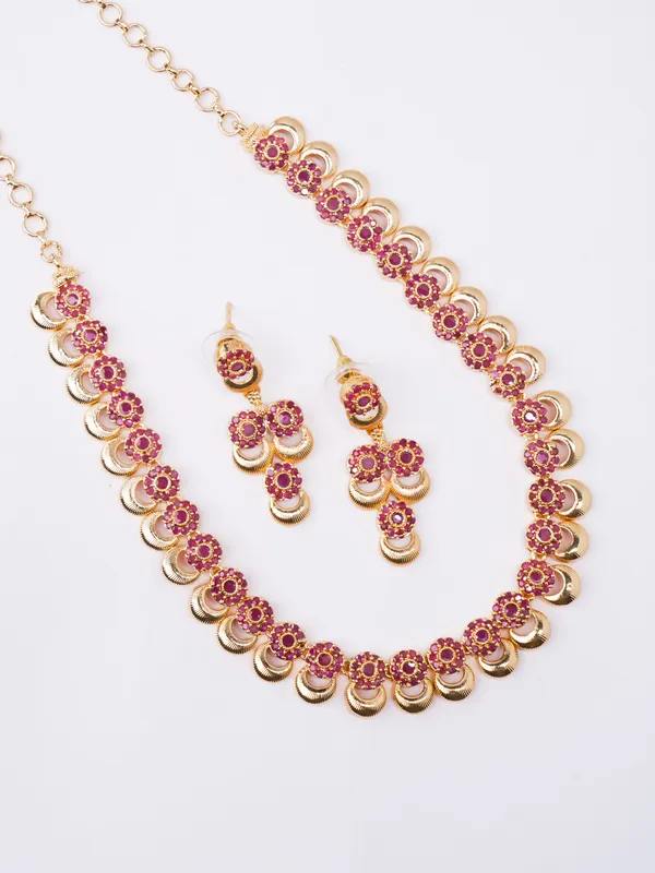 Ruby_Pink_Circle_Charm_Necklace_Set_|_High-Quality_Long-Lasting_Jewellery