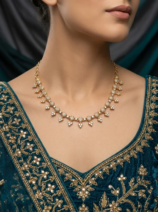 Vosgi_White_Stone_Floral_Fringe_Necklace_Design