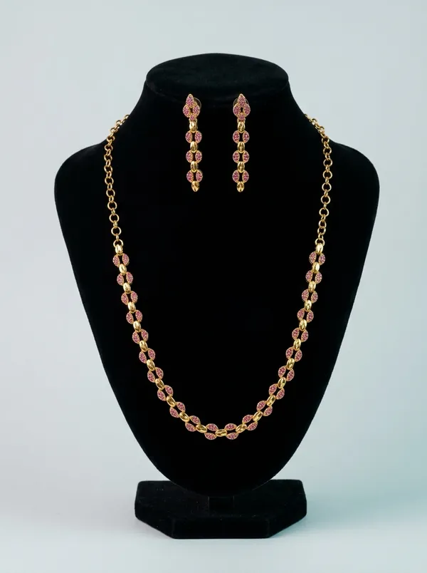 Antique_Ruby_CZ_Beaded_Floral_Necklace_|_Gold-Plated_Temple-Style_Bridal_Jewellery