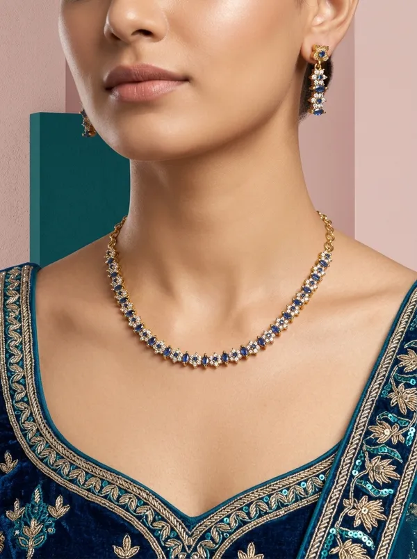 Vosgi_Blue_Stone_Floral_Tennis_Necklace_Set_Design