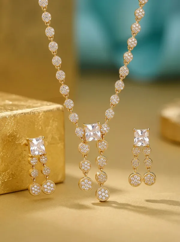 Pearl_White_Crystal_Link_Statement_Necklace_Set_|_High-Quality_Long-Lasting_Jewellery