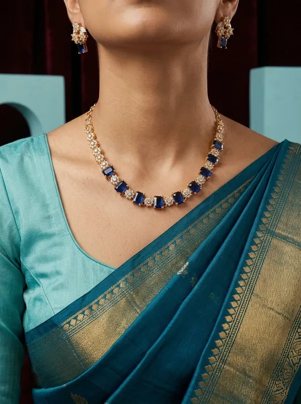 Sapphire_Blue_Crystal_Floral_Link_Necklace_Set_|_High-Quality_Long-Lasting_Jewellery
