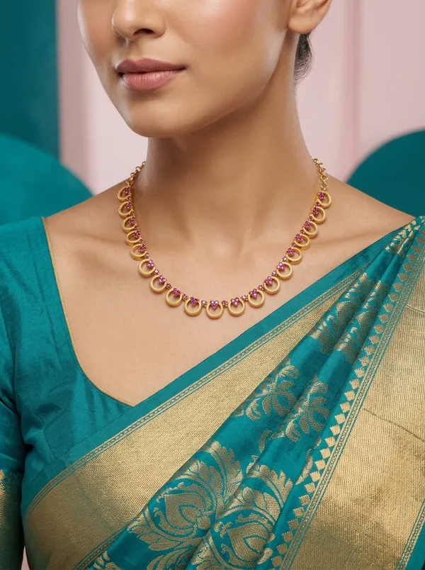 Almond_And_Flower_Gilded_Necklace_-_Pink