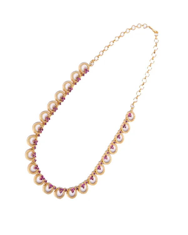 Almond_And_Flower_Gilded_Necklace_-_Pink