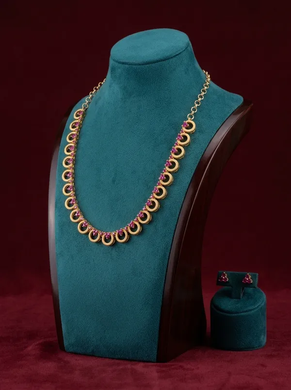Almond_And_Flower_Gilded_Necklace_-_Pink