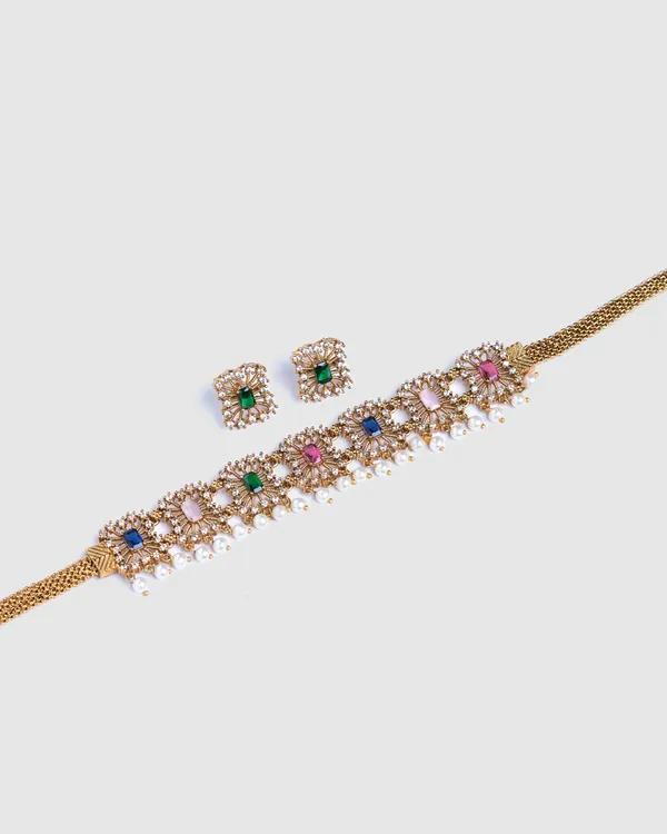 Vosgi_Multicolour_Stone_Halo_Necklace_Set_Design