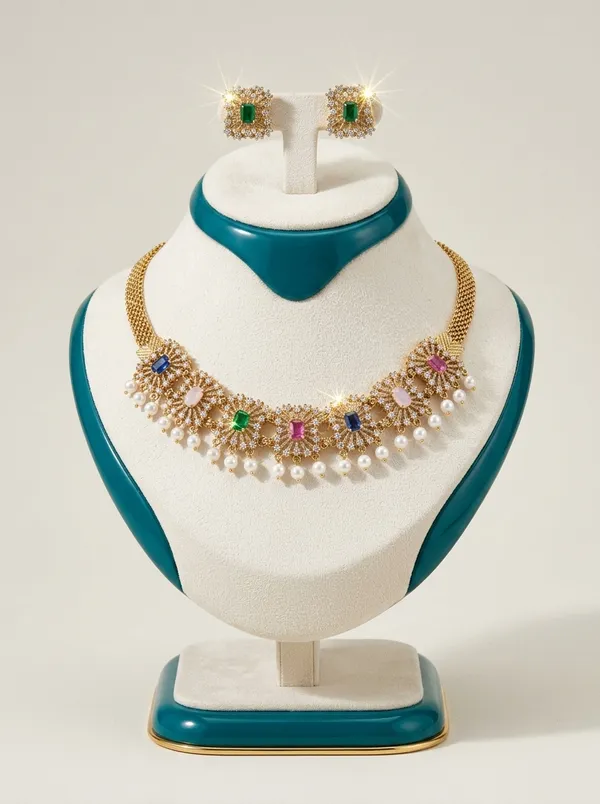 Vosgi_Multicolour_Stone_Halo_Necklace_Set_Design