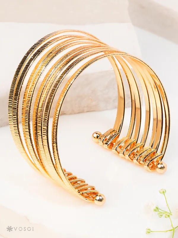 Vosgi_Gold_Plated_Multi-Strand_Textured_Cuff_Bangle