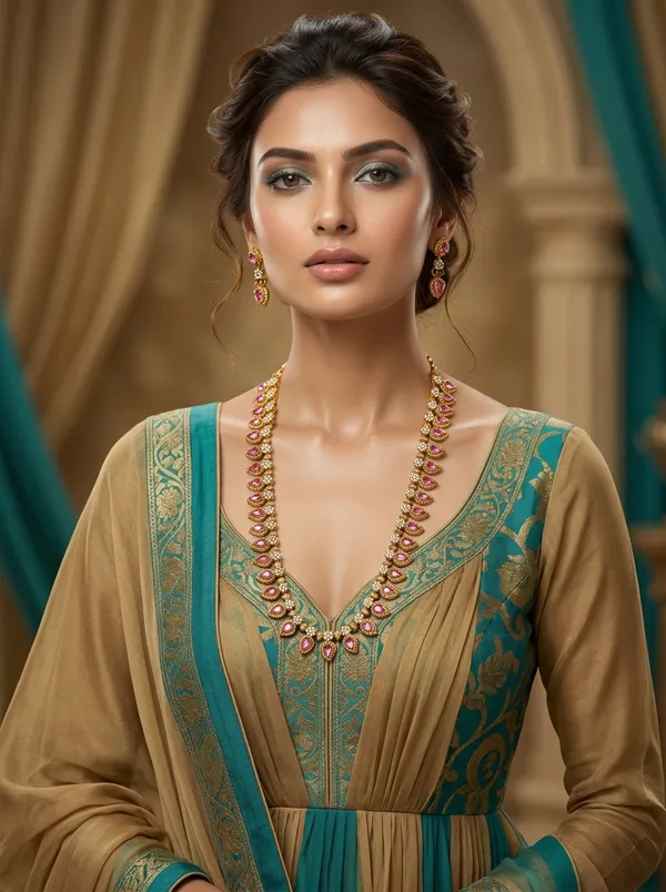 Vosgi_Pink_White_Stone_South_Indian_Gold_Necklace_Traditional_Style
