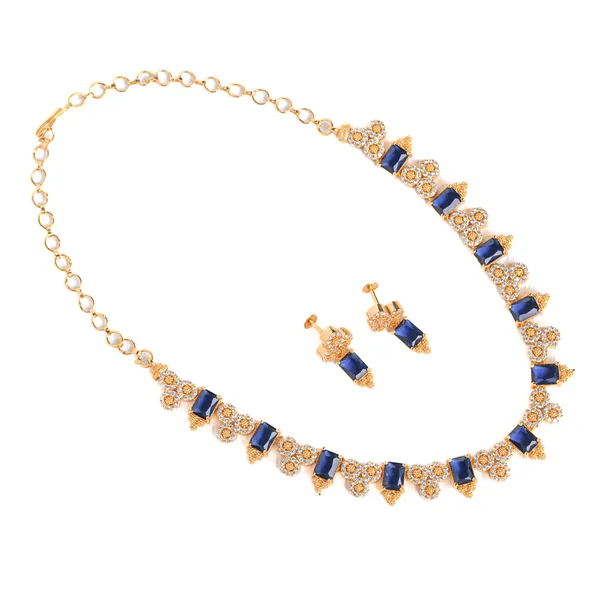Vosgi_Gold-Plated_Blue_Stone_Floral_Necklace_Set