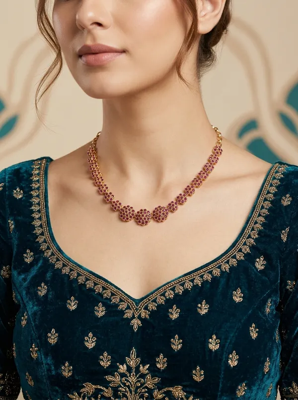 Vosgi_Pink_Stone_Floral_Medallion_Necklace_Design
