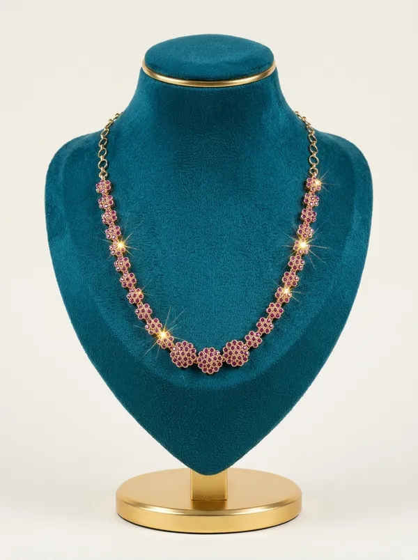 Vosgi_Pink_Stone_Floral_Medallion_Necklace_Design