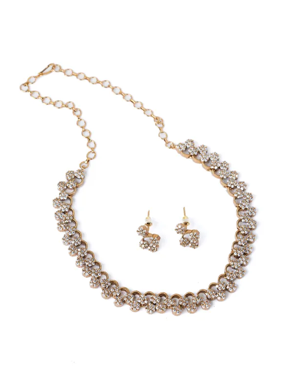 Vosgi_Gold_Plated_Pavé_White_CZ_Interlocking_Mesh_Link_Necklace_Set