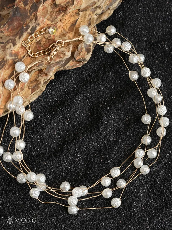 Vosgi_Gold_Tone_Multi-Strand_Wire_&_Carved_Rose_Pearl_Bead_Choker_Necklace