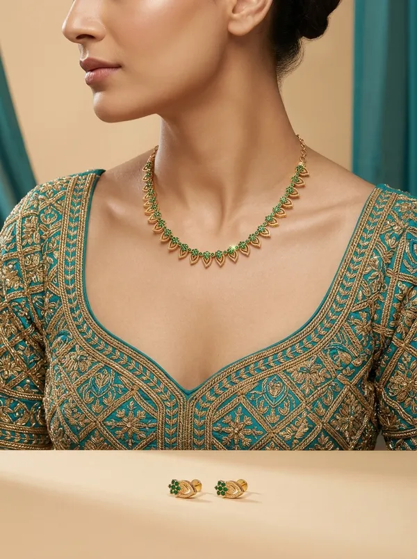 Vosgi_Green_Stone_Leaf_Motif_Necklace_Set_Design