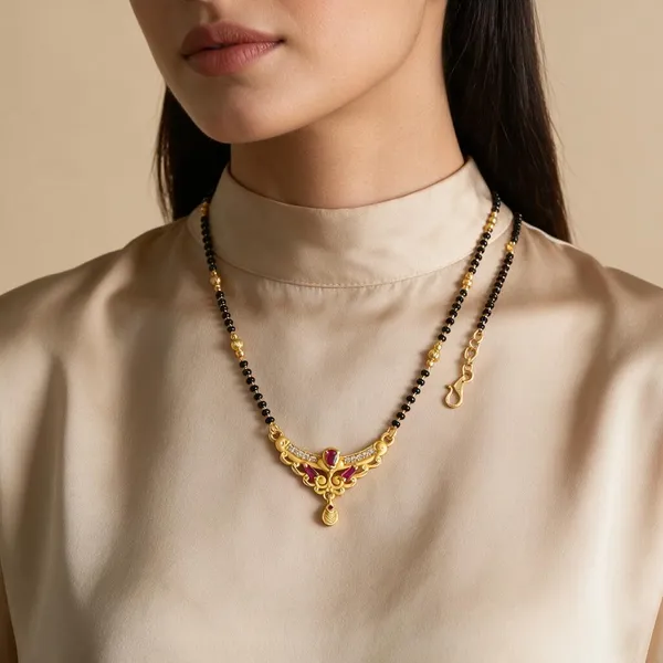Black_Beaded_Gold_Tone_Mangalsutra_Necklace_For_Women
