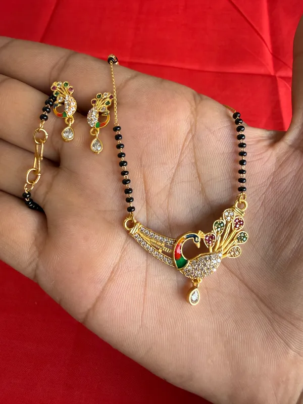 Gold_Tone_Peacock_Beaded_Mangalsutra_Set_For_Women