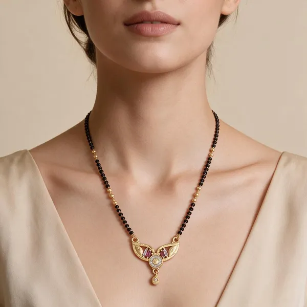Black_Beaded_Gold_Tone_Mangalsutra_Necklace_For_Women