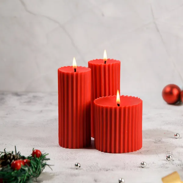 Red_Ribbed_Set_Of_3_Pillar_Candles