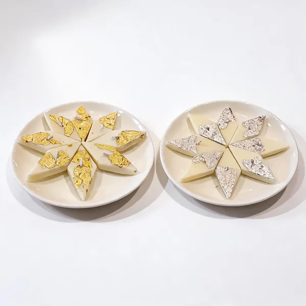 White_Indian_Mithai_With_Gold_And_Silver_Leaf