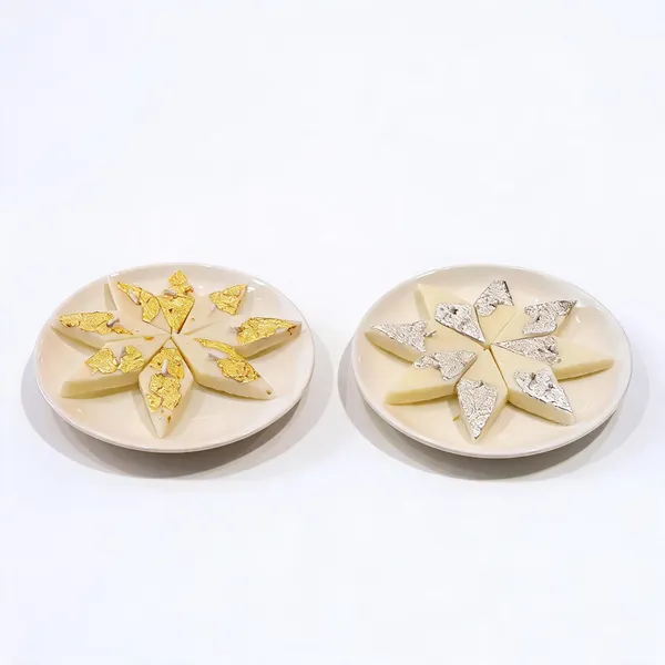 White_Indian_Mithai_With_Gold_And_Silver_Leaf