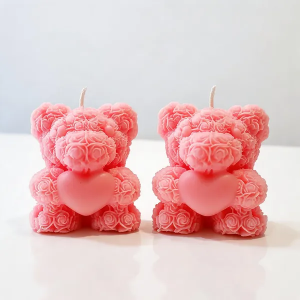Pink_Floral_Pattern_Teddy_Bear_Decorative_Candle