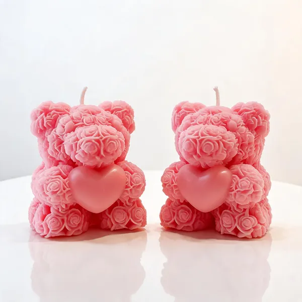 Pink_Floral_Pattern_Teddy_Bear_Decorative_Candle
