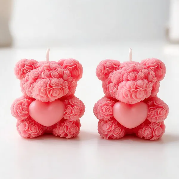Pink_Wax_Rose_Textured_Teddy_Bear_Candle