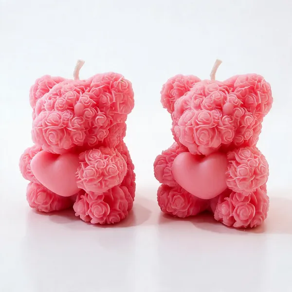 Pink_Wax_Rose_Textured_Teddy_Bear_Candle