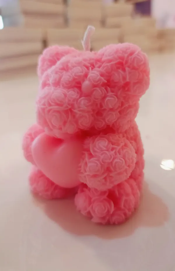 Pink_Wax_Rose_Textured_Teddy_Bear_Candle