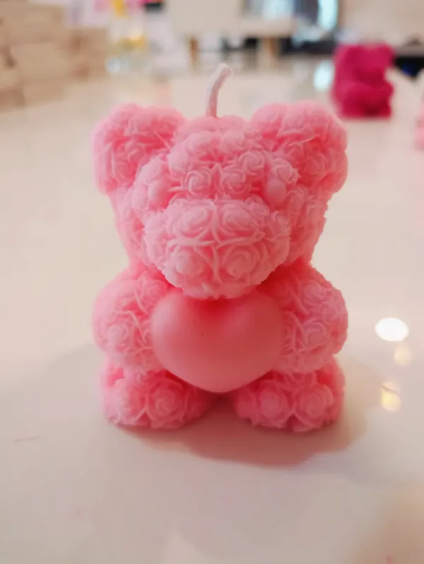 Pink_Wax_Rose_Textured_Teddy_Bear_Candle