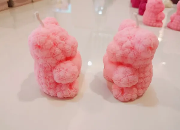 Pink_Floral_Pattern_Teddy_Bear_Decorative_Candle